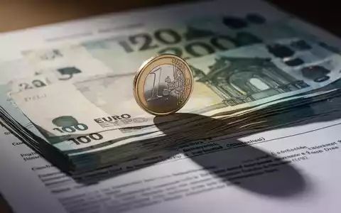Eine einzelne Euromünze auf einem Stapel Banknoten, die einen langen Schatten auf ein verschwommenes Rechtsdokument wirft. - Foto: über boerse-global.de
