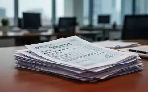 Ein verschwommener Bürohintergrund mit einem Stapel medizinischer Atteste und juristischer Dokumente auf einem Schreibtisch. - Foto: über boerse-global.de