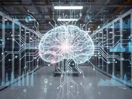 Leuchtendes, komplexes neuronales Netzwerk über subtilem Industriehintergrund, symbolisiert fortschrittliche KI und Automatisierung. - Foto: über boerse-global.de