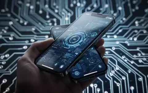 Moderne Smartphone in einer Hand, unscharfer Hintergrund mit leuchtenden Leiterplattenmustern, Symbol für fortschrittliche Technologie. - Foto: über boerse-global.de