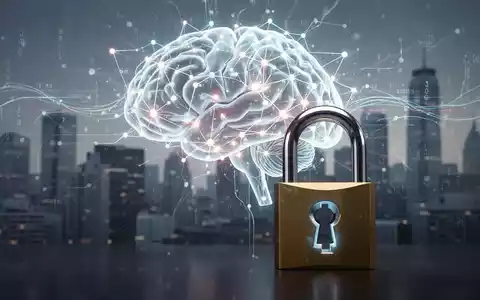 Leuchtendes neuronales Netz-Gehirn mit Vorhängeschloss in Dollarzeichen-Form, Symbol für KI-Marktkonzentration und Lock-in-Risiko. - Foto: über boerse-global.de