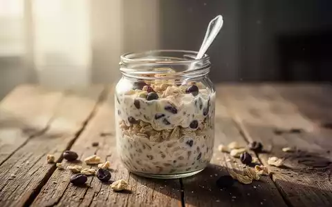 Ein Glas Haferflocken mit einem Löffel auf einem Holztisch bei sanftem Morgenlicht, das gesunde Ernährung und Stoffwechsel darstellt. - Foto: über boerse-global.de