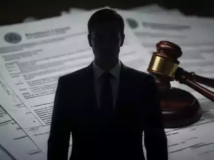 Eine dunkle Silhouette eines Anzugträgers vor verschwommenen Dokumenten und einem Richterhammer, der anonyme Hinweise und interne Untersuchungen darstellt. - Foto: über boerse-global.de