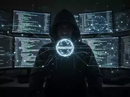 Eine Person im Kapuzenpulli vor mehreren Computerbildschirmen mit Code, die eine digitale Verfolgungssituation darstellen. - Foto: über boerse-global.de