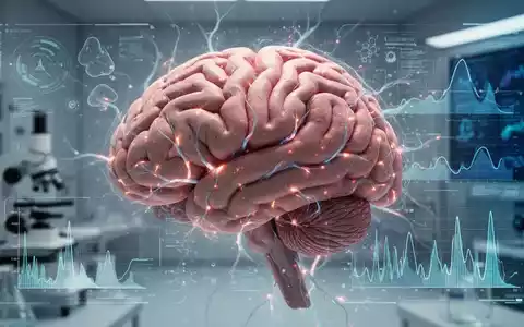 Nahaufnahme eines menschlichen Gehirns mit leuchtenden neuronalen Pfaden und abstrakten Datenvisualisierungen in einer Forschungsumgebung. - Foto: über boerse-global.de