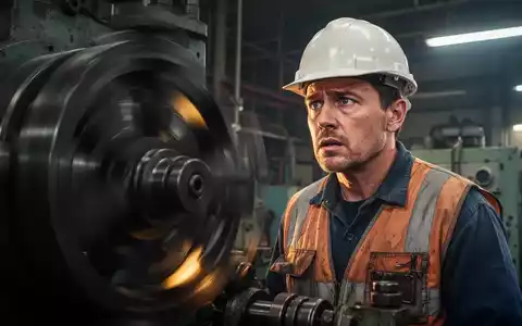 Ein besorgter Arbeiter in einem Automobilwerk, im Hintergrund verschwommene Industriemaschinen, die Bewegung andeuten. - Foto: über boerse-global.de