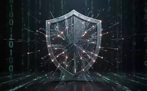 Digitaler Schild aus leuchtenden, fragmentierten Linien, symbolisiert Cybersicherheit und das Schließen von Sicherheitslücken. Dunkler Hintergrund. - Foto: über boerse-global.de