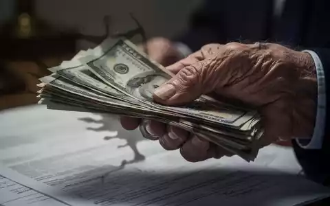 Nahaufnahme einer alten Hand, die einen Geldstapel hält, mit einem dunklen, bedrohlichen Schatten, der darauf fällt, als Symbol für Finanzbetrug. - Foto: über boerse-global.de