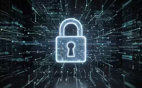 Ein stilisiertes, leuchtendes Vorhängeschloss-Symbol über einem komplexen Netzwerk aus digitalem Code und Datenströmen. - Foto: über boerse-global.de