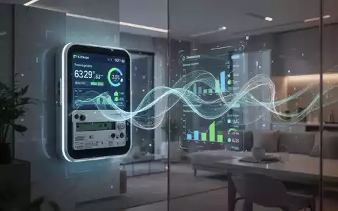 Ein intelligenter Stromzähler (Smart Meter) zeigt digitale Energieverbrauchsdaten in einem modernen Haushalt an. - Foto: über boerse-global.de