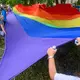 Gegendemonstranten zeigten in Magdeburg eine große Regenbogenfahne. Die AfD meint laut ihrem 100-Tage-Programm, die Fahne stehe «für die Entwertung der Familie und der tradierten gesellschaftlichen Normalität». - Bild: Klaus-Dietmar Gabbert/dpa