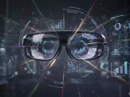 Abstrakte Szene, die den Sektor der Optik- und XR-Technologie darstellt, mit Lichtbrechungen und digitalen Überlagerungen. - Foto: über boerse-global.de