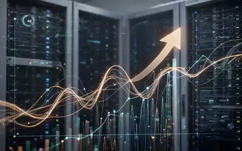 Eine stilisierte, moderne Datenvisualisierung zeigt steigende IT-Servicepreise und sich verlagernde Markttrends mit leuchtenden Linien und einem Pfeil. - Foto: über boerse-global.de