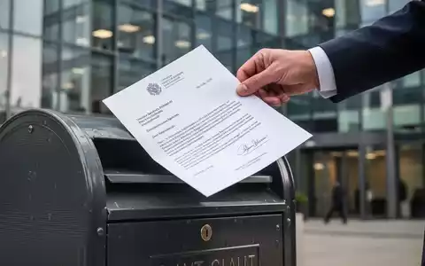 Eine Hand steckt einen wichtigen Brief in einen Briefkasten, mit einem unscharfen modernen Bürogebäude im Hintergrund. - Foto: über boerse-global.de