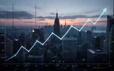 Ein starker Abwärtstrend auf einem Finanzdiagramm über einer verschwommenen Stadtlandschaft bei Dämmerung, der den Marktrückgang symbolisiert. - Foto: über boerse-global.de