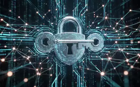 Abstraktes Bild mit digitalem Schloss und Schlüssel, umgeben von leuchtenden Datenströmen, symbolisiert Cybersicherheit und Datenschutz. - Foto: über boerse-global.de