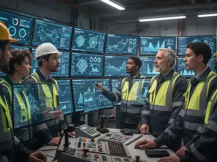 Sicherheitsexperten und Teamleiter für Arbeitssicherheit in einem modernen Kontrollraum, die digitale Dashboards überwachen. - Foto: über boerse-global.de