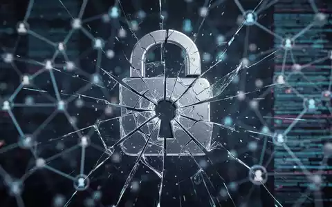 Ein stilisiertes, zerbrochenes Vorhängeschloss oder ein gebrochenes Netzwerksymbol vor einem unscharfen Hintergrund digitaler Datenströme. - Foto: über boerse-global.de