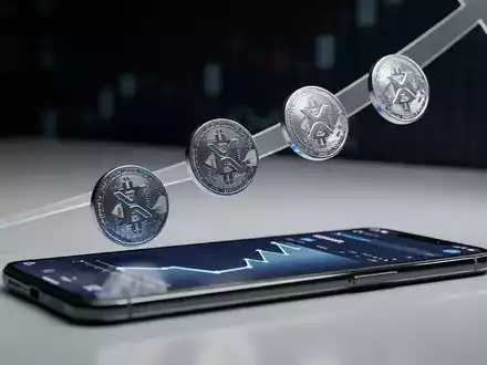XRP-Symbole steigen von einem Smartphone-Bildschirm mit der Binance-App, im Hintergrund eine subtile Aufwärtstrendlinie. - Foto: über boerse-global.de