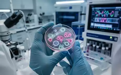 Hände eines Wissenschaftlers in einem Labor, der eine Petrischale mit Zellkulturen hält, umgeben von Geräten zur Gensequenzierung. - Foto: über boerse-global.de