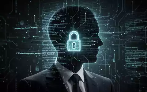 Digitale Silhouette eines CEO-Kopfes mit Code und Schloss-Symbol, symbolisiert KI-gesteuertes Phishing und Cybersicherheitsbedrohungen. - Foto: über boerse-global.de