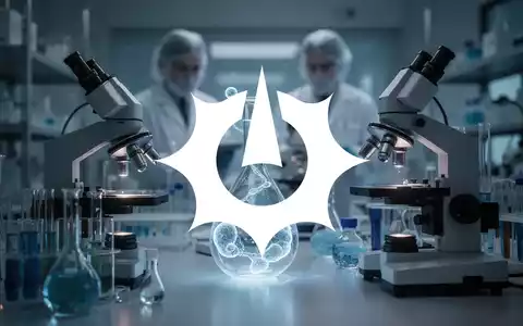 Abstrakte Darstellung eines pharmazeutischen Labors mit leuchtenden Instrumenten und verschwommenen Figuren im Hintergrund. Die Stimmung ist ernst und erwartungsvoll. - Foto: über boerse-global.de