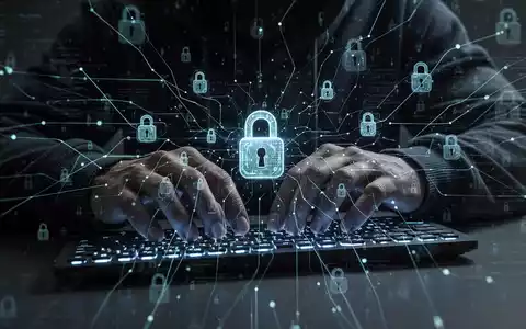 Hackerhände tippen auf einer leuchtenden Tastatur, überlagert von digitalen Schlössern und Datenlinien, die Cybersicherheit darstellen. - Foto: über boerse-global.de