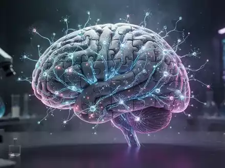 Ein gehirnförmiges Puzzle aus leuchtenden neuronalen Pfaden symbolisiert kognitive Stimulation und Demenzprävention. - Foto: über boerse-global.de