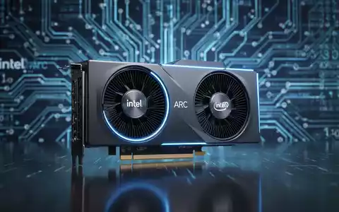 Nahaufnahme einer Intel Arc B580 Grafikkarte mit dezentem blauen Leuchten, die Design und technische Details hervorhebt. - Foto: über boerse-global.de