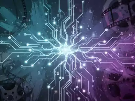 Leuchtendes neuronales Netz mit abstrakten kreativen Elementen, symbolisiert die Integration von KI in kreative Teams der Unterhaltungs- und Softwarebranche. - Foto: über boerse-global.de