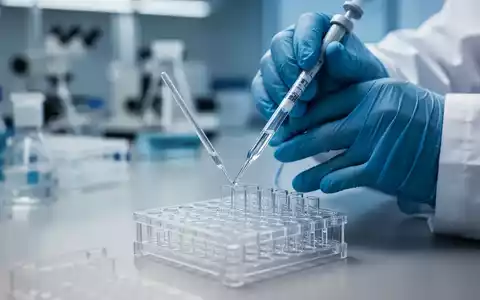 Nahaufnahme der Hände eines Wissenschaftlers, der in einem Labor eine Flüssigkeit in eine Mikrotiterplatte pipettiert, mit verschwommenem Hintergrund. - Foto: über boerse-global.de
