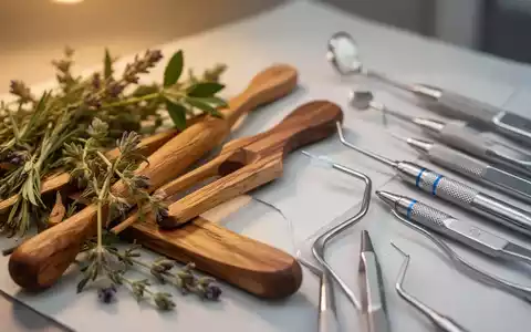 Nahaufnahme von zahnmedizinischen Instrumenten neben Naturmaterialien, die eine Mischung aus moderner und naturheilkundlicher Zahnmedizin darstellen. - Foto: über boerse-global.de