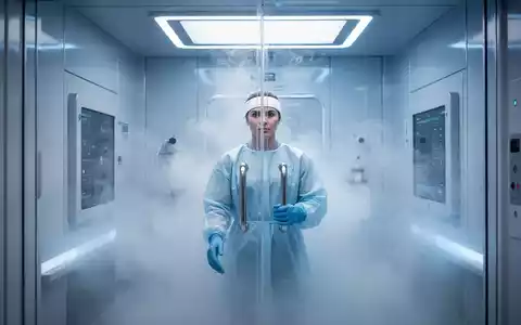 Eine Person steht in einer modernen Kryotherapie-Kammer, umgeben von kaltem Nebel und blauem Licht, mit Schutzkleidung an. - Foto: über boerse-global.de