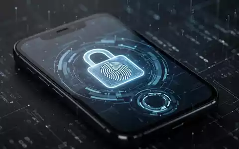 Nahaufnahme eines Smartphone-Bildschirms mit leuchtendem digitalem Vorhängeschloss und Fingerabdruck-Symbol für verbesserte mobile Sicherheit. - Foto: über boerse-global.de