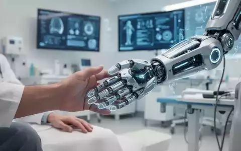 Eine Hand interagiert mit einem hochmodernen robotischen Therapiegerät in einer Rehabilitationsklinik, symbolisierend digitale Fortschritte in der Ergotherapie. - Foto: über boerse-global.de