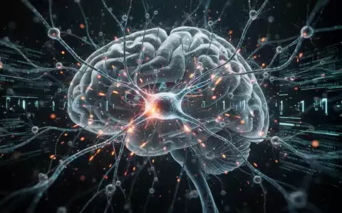 Abstrakte Darstellung eines leuchtenden neuronalen Netzwerks mit komplexen Pfaden und feuern Synapsen, die Gehirnaktivität symbolisieren. - Foto: über boerse-global.de