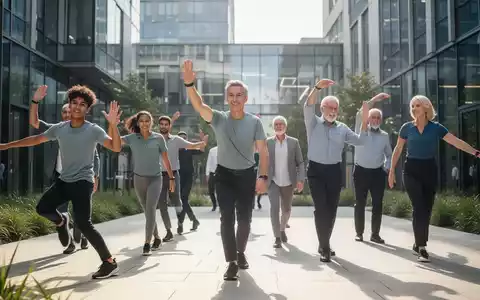 Mitarbeiter unterschiedlichen Alters, die an einer betrieblichen Gesundheitsmaßnahme teilnehmen, symbolisieren Wohlbefinden und Produktivität. - Foto: über boerse-global.de