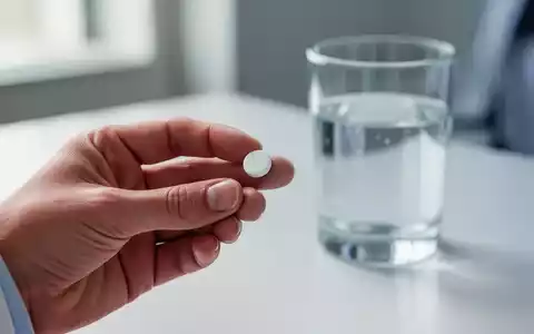 Eine Hand hält eine einzelne weiße Tablette, im Hintergrund ein leicht unscharfes Glas Wasser. Die Szene wirkt sauber und modern. - Foto: über boerse-global.de