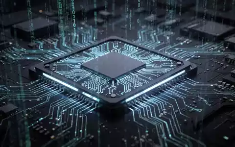 Nahaufnahme eines leuchtenden, futuristischen Mikrochips mit komplexen Schaltkreisen, Symbol für fortschrittliche Technologie und Rechenleistung. - Foto: über boerse-global.de