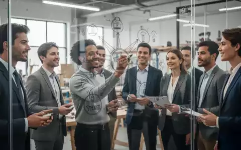 Eine vielfältige Gruppe von Geschäftsleuten in einem modernen Workshop, die sich austauscht und Notizen macht, symbolisiert Resilienz und Zusammenarbeit. - Foto: über boerse-global.de