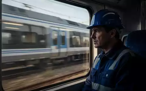 Ein unscharfer Hochgeschwindigkeitszug fährt an einem Fenster vorbei, eine Silhouette eines Bahnmitarbeiters blickt nachdenklich hinaus. - Foto: über boerse-global.de