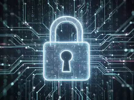 Leuchtendes digitales Vorhängeschloss-Symbol vor abstrakten Datenlinien und Binärcode, Symbol für Online-Banking-Sicherheit. - Foto: über boerse-global.de