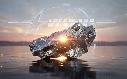 Ein glänzendes Stück Scandium-Metall im Sonnenaufgang, mit einer angedeuteten Lockheed Martin-Logo-Kontur im Hintergrund. - Foto: über boerse-global.de