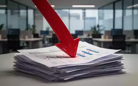 Ein großer roter Pfeil durchdringt einen Stapel Finanzdokumente, der einen erheblichen Verlust symbolisiert. - Foto: über boerse-global.de