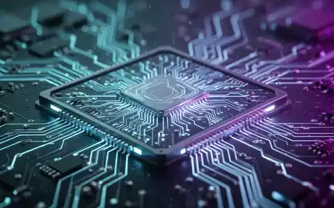 Nahaufnahme eines leuchtenden, futuristischen Mikrochips mit komplexen Schaltkreisen, Symbol für fortschrittliche Technologie und künstliche Intelligenz. - Foto: über boerse-global.de