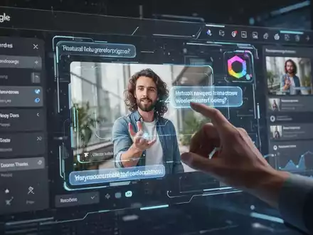 Futuristisches digitales Interface mit KI-Bildbearbeitungstools, Hand interagiert mit holografischem Bildschirm zur Fotobearbeitung. - Foto: über boerse-global.de