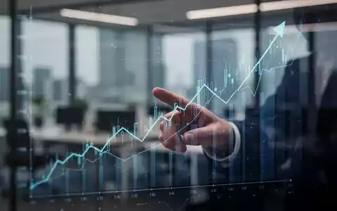 Ein Finanzdiagramm auf einem Bildschirm, das Wachstum und Investitionen darstellt, mit einem modernen Büro im Hintergrund. - Foto: über boerse-global.de