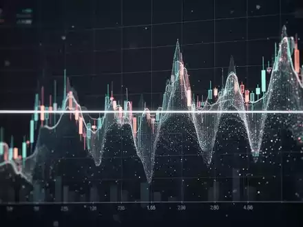 Ein digitaler Aktienchart mit neutraler Preisentwicklung und einem abstrakten, schimmernden Overlay, das Volatilität darstellt. - Foto: über boerse-global.de