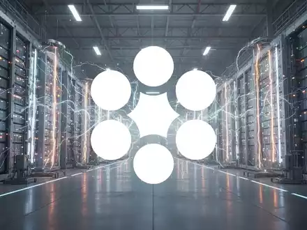 Abstrakte Darstellung von Energiespeicherung und Batterietechnologie in einer grossen Industrieanlage mit leuchtenden Elementen. - Foto: über boerse-global.de