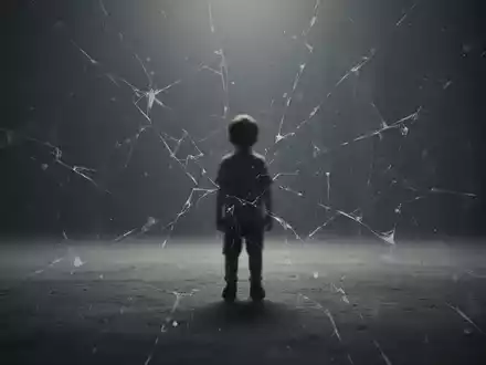 Eine abstrakte, düstere Darstellung, die die psychologischen Folgen von Kindesmissbrauch symbolisiert, mit der Silhouette eines Kindes in einem leeren Raum. - Foto: über boerse-global.de
